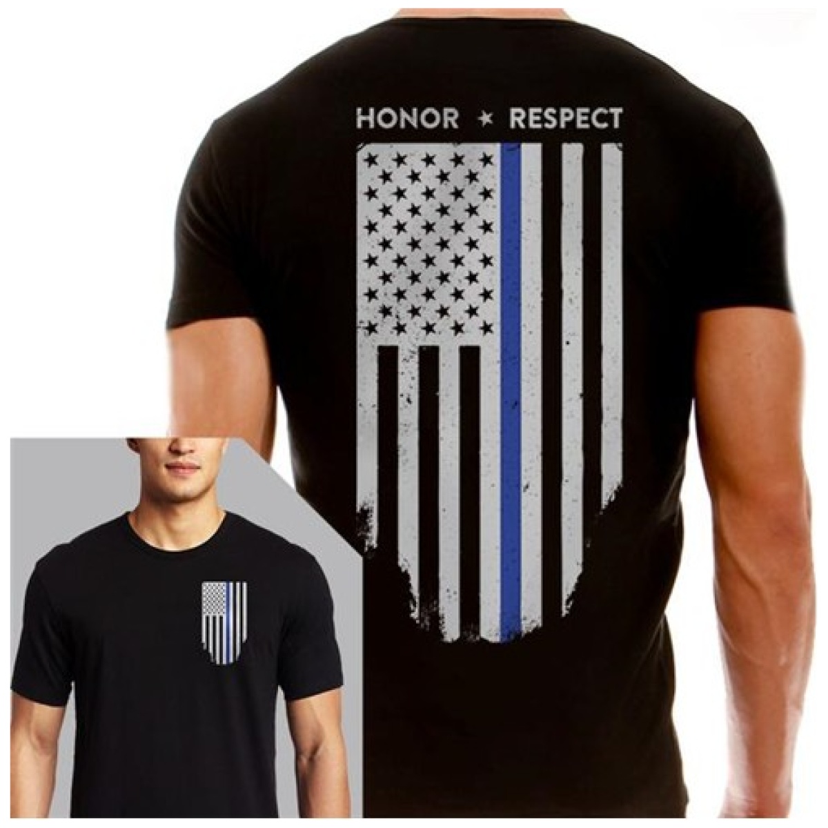 Tbl-black-xl. Jpg - men's t-shirt - thin blue line flag - tbl black xl