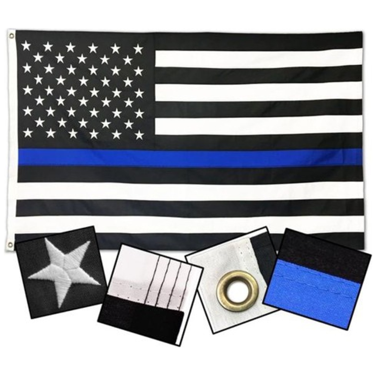 Tbl-db-american-3x5. Jpg - durasleek thin blue line american flag, sewn & embroidered - tbl db american 3x5