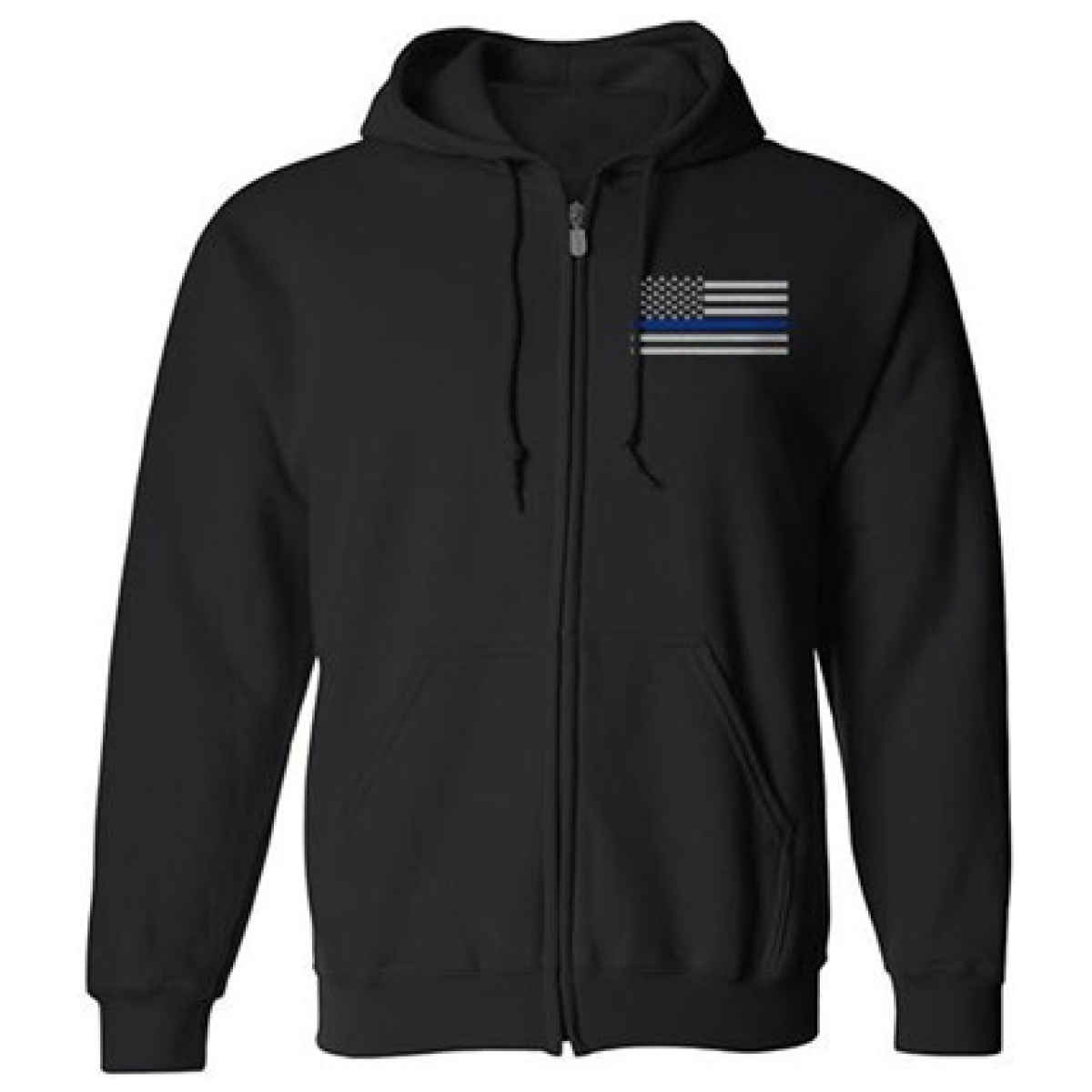 Tbl-h-zip-black-3x. Jpg - full zip - thin blue line american flag - unisex - tbl h zip black 3x