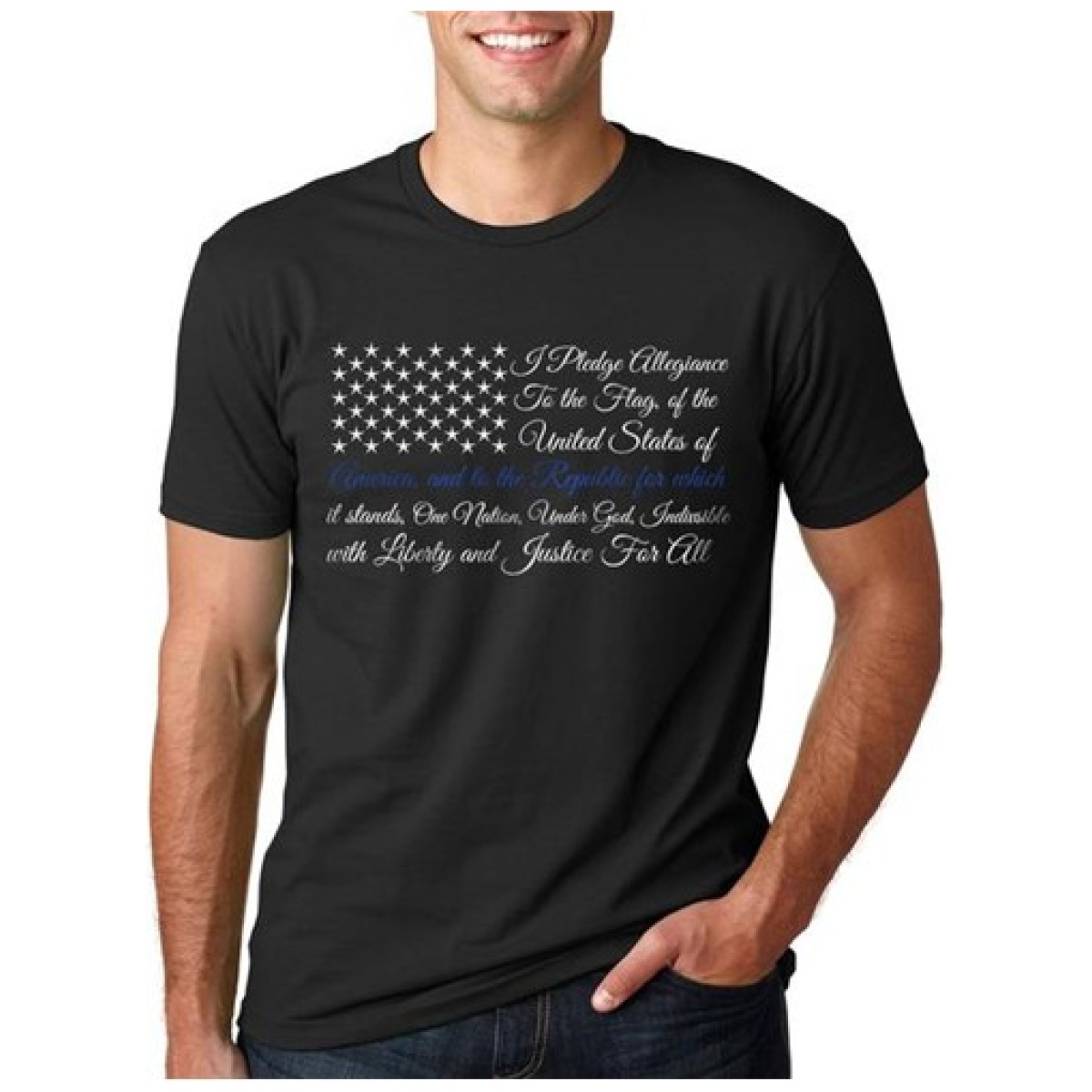 Tbl-men-tbl-poa-black-lg. Jpg - t-shirt - pledge of allegiance thin blue line flag - tbl men tbl poa black lg