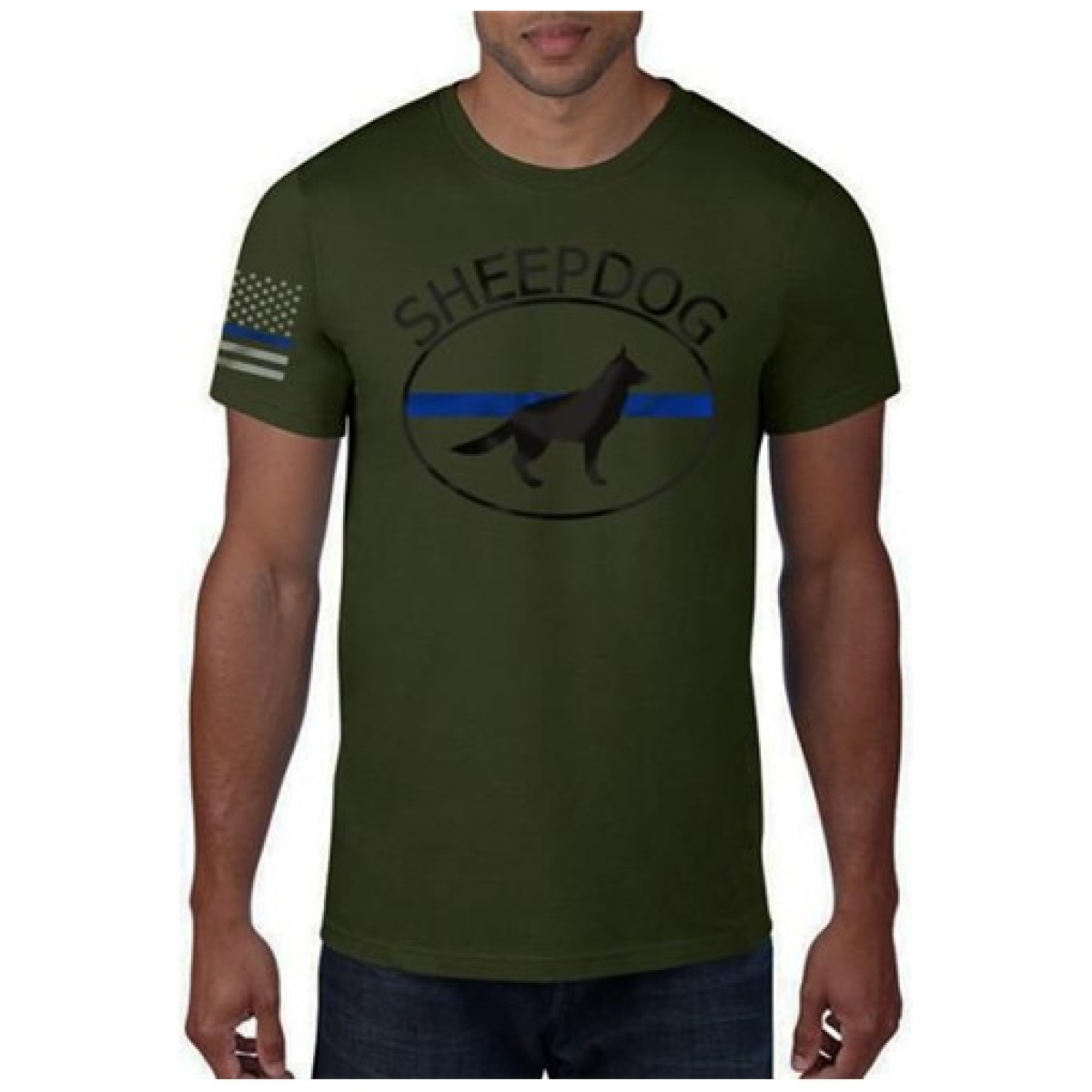 Tbl-sheepdog-green-xl. Jpg - men's t-shirt -thin blue line sheepdog - tbl sheepdog green xl