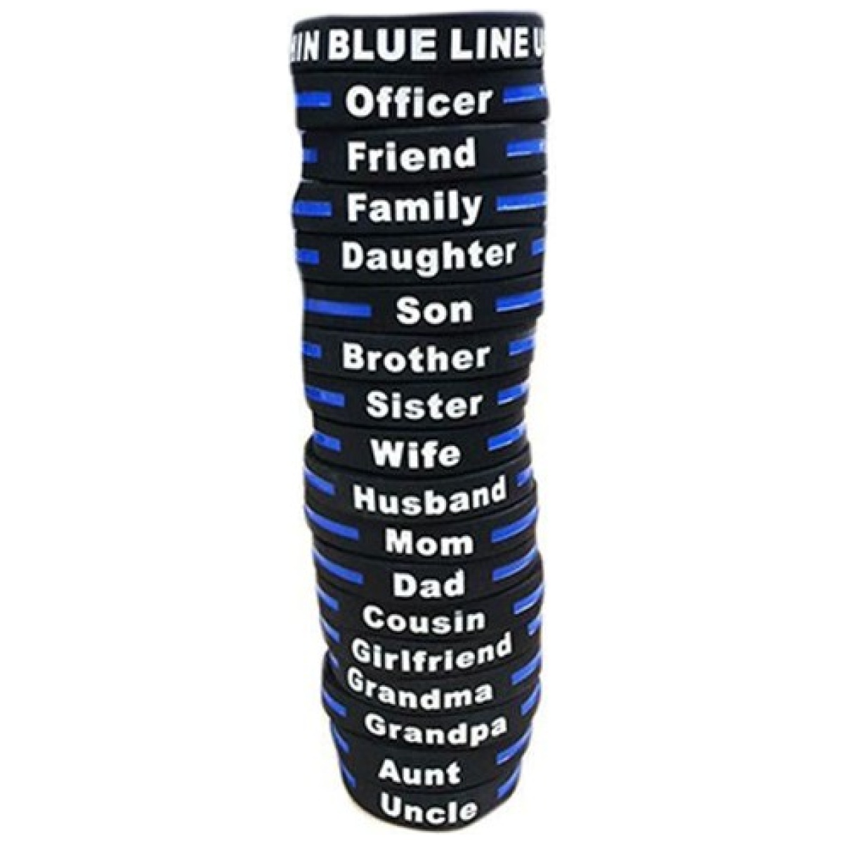 Tbl-sister-br. Jpg - personalized - thin blue line silicone bracelet, sister, 8 inch - tbl sister br