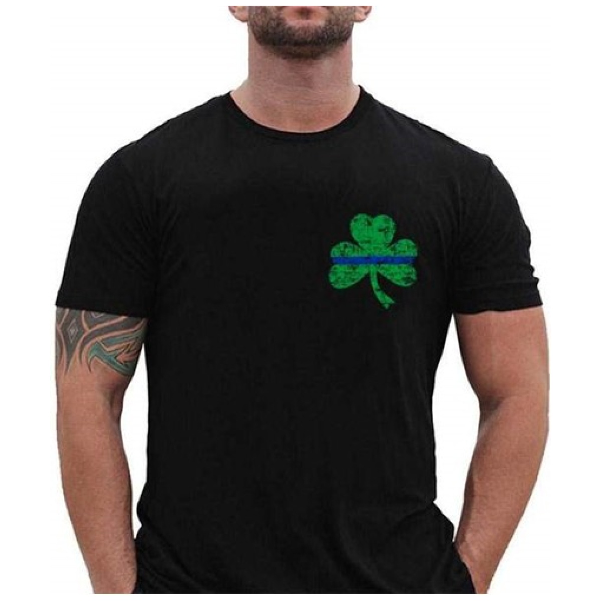 Tbl-stpat-sm-tbl-shirt-black-2xl. Jpg - t-shirt, small shamrock, thin blue line - tbl stpat sm tbl shirt black 2xl