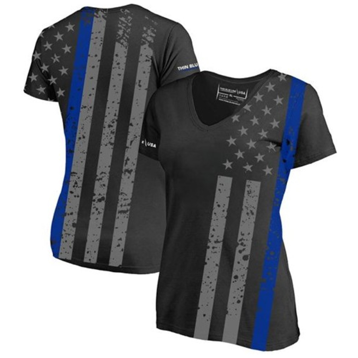 Tbl-sub-tbl-wom-shirt-m. Jpg - women's athletic v-neck t-shirt - all-over, thin blue line - tbl sub tbl wom shirt m