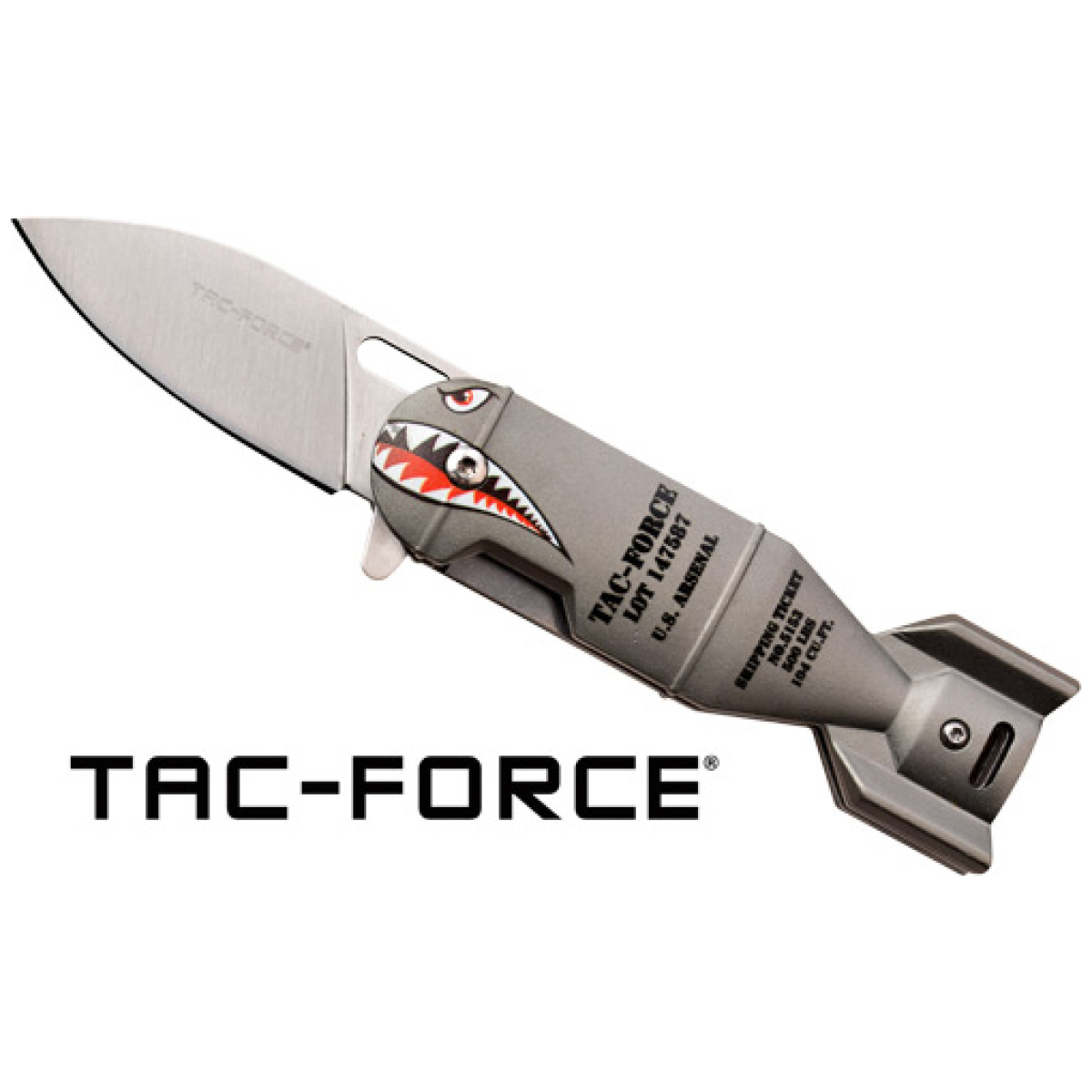 Tf1039gy_1. Jpg - mc tac-force 2. 25" drop point - folder grey shark bomb/ss - tf1039gy 1