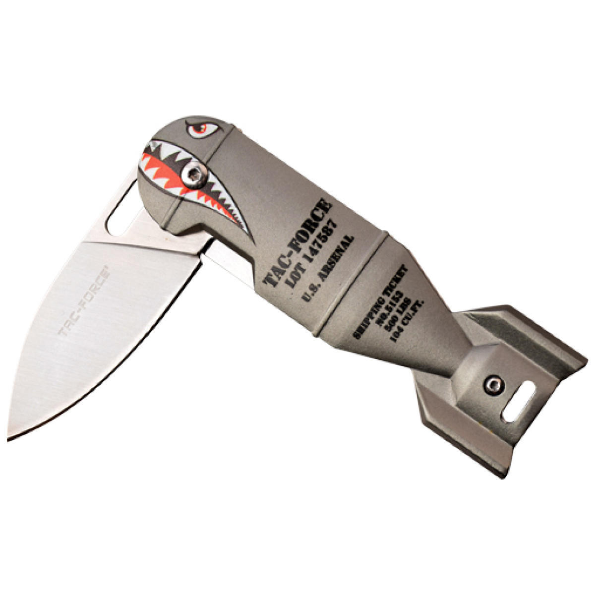 Tf1039gy_halfopen_1. Jpg - mc tac-force 2. 25" drop point - folder grey shark bomb/ss - tf1039gy halfopen 1