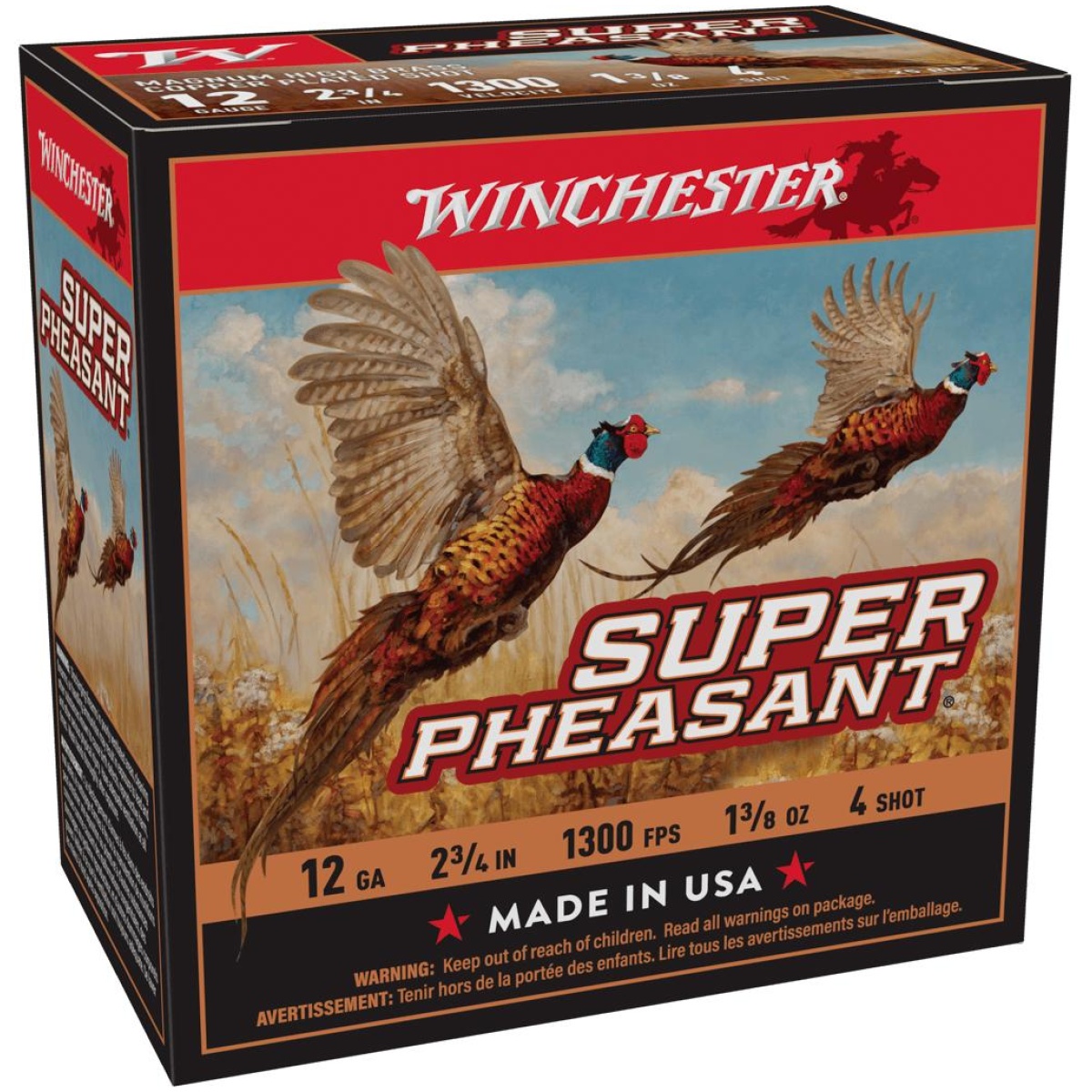 Wnx12ph4_1. Jpg - winchester super-x super pheasant shotshells 12 ga 2-3/4" 1-3/8 oz 1450 fps #4 25/ct - wnx12ph4 1