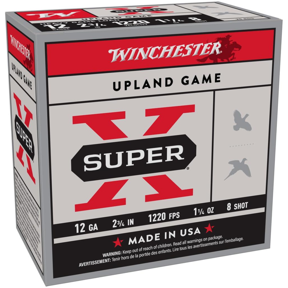 Wnxu12sp8_1. Jpg - winchester super-x heavy game shotshells 12 ga 2-3/4" 1-1/4 oz 1220 fps #8 25/ct - wnxu12sp8 1