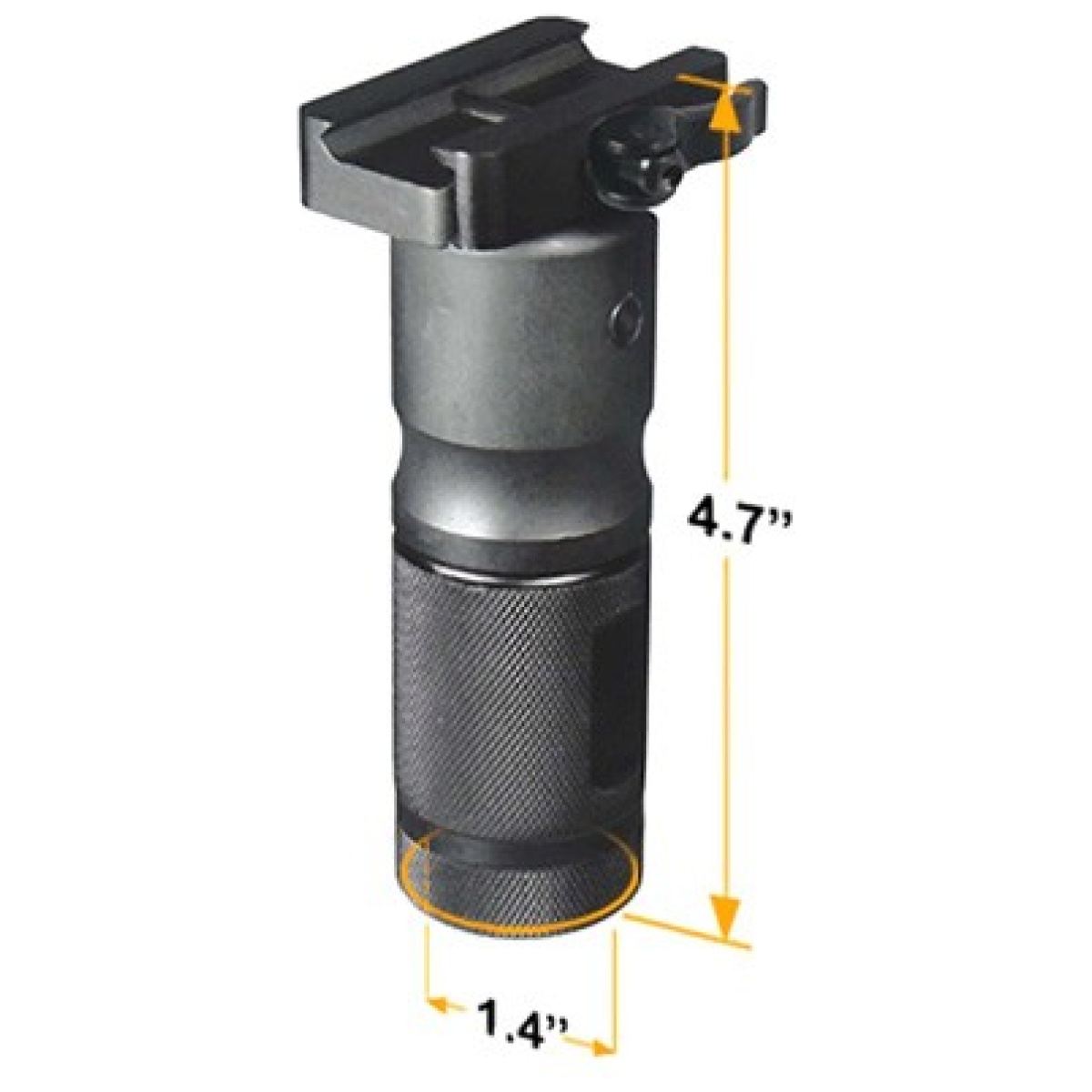 Mntgrp002sq_size. Jpg - utg vertical foregrip 4. 7" - folding qd picatinny aluminum - mntgrp002sq size