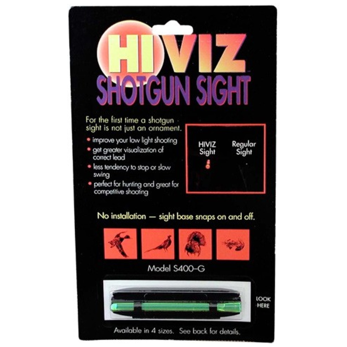 S400g_pkg. Jpg - hiviz shotgun front sight - magnetic rib. 328-. 437" green - s400g pkg