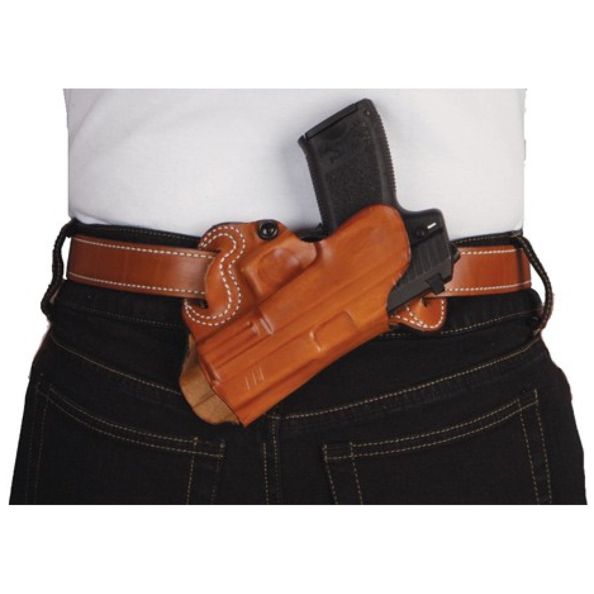 067ta21z0. Jpg - desantis small of back holster - rh owb leather colt 1911 tan - 067ta21z0