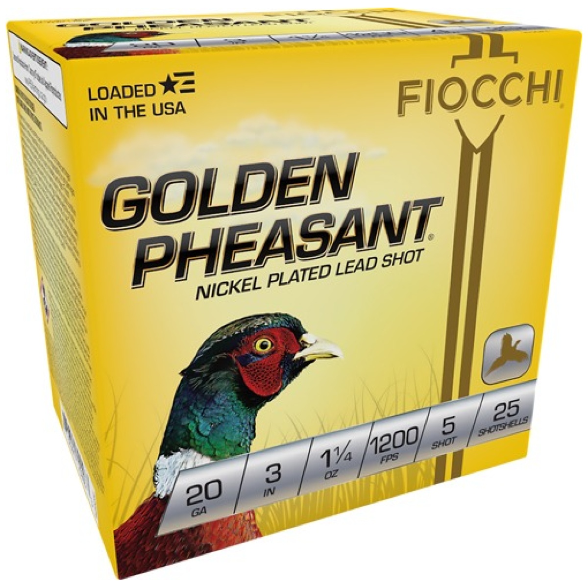 A203gp5. Jpg - fiocchi golden pheasant 20ga - 3" 1-1/4oz #5 25rd 10bx/cs - a203gp5