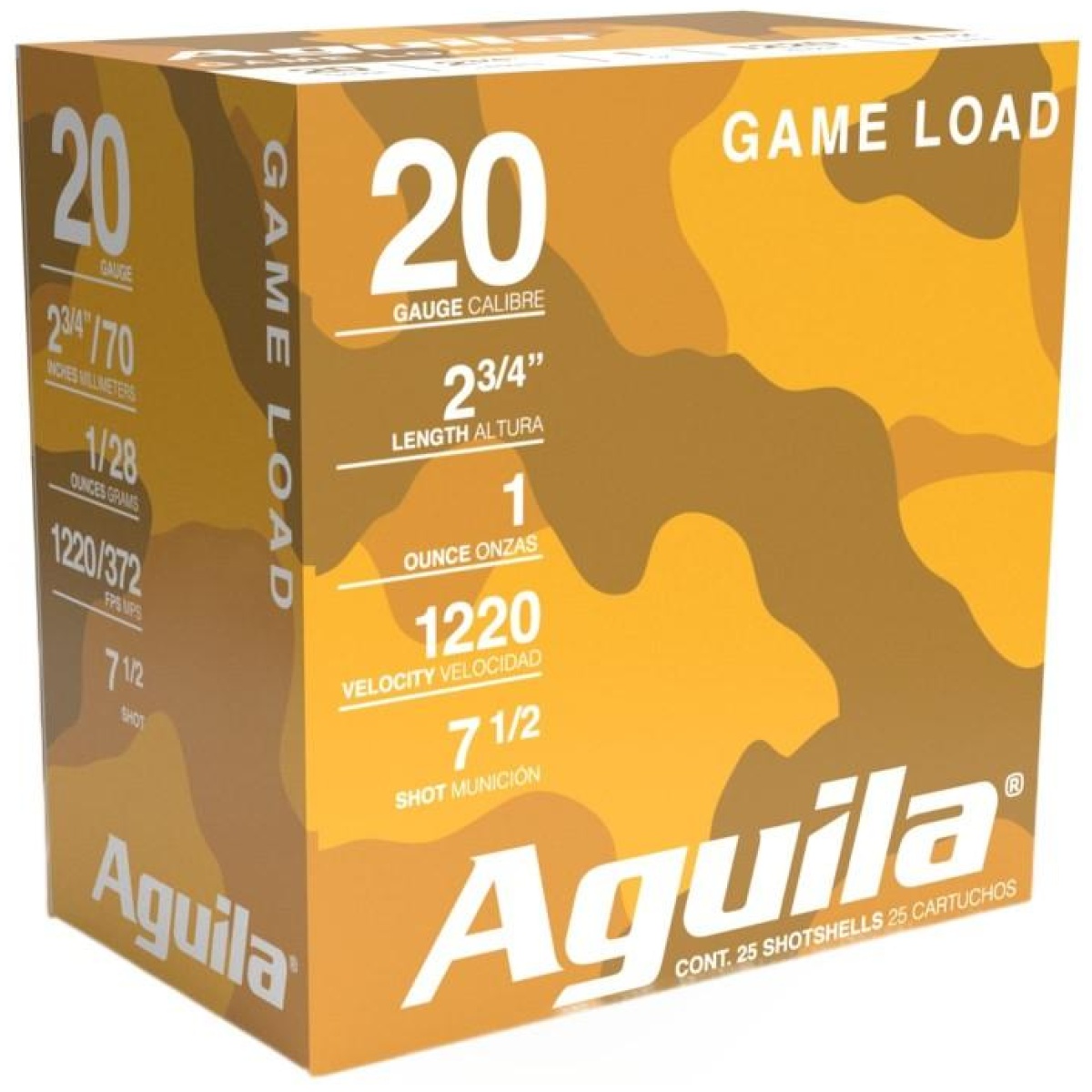 Au1chb2007_1. Jpg - aguila high velocity shotshells 20 ga 2-3/4" 1oz 1220 fps #7. 5 25/ct - au1chb2007 1