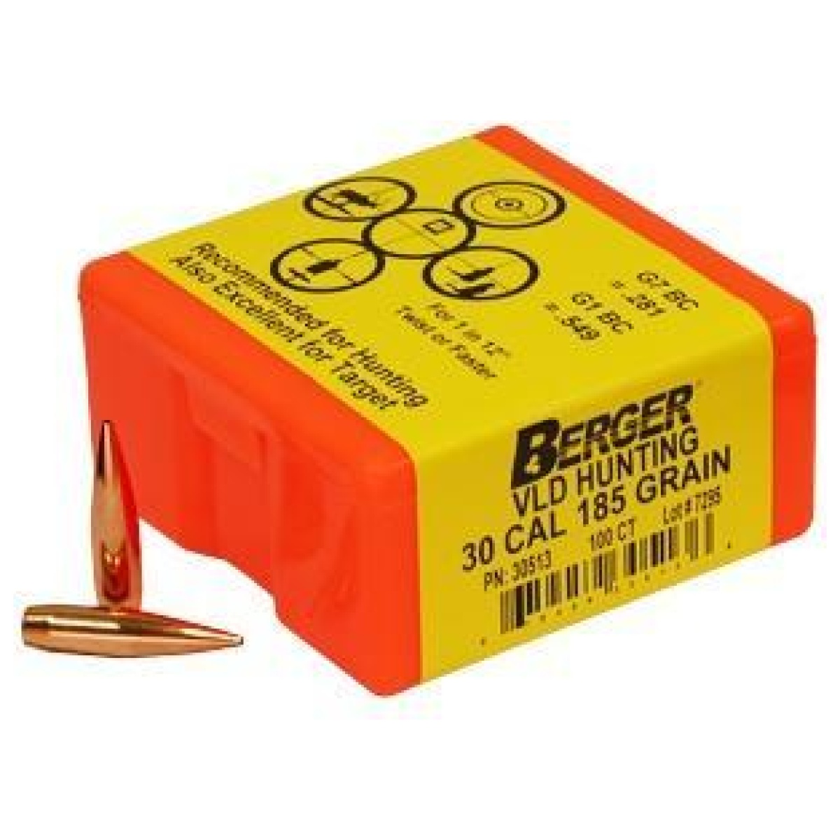 Bb30513. Jpg - berger match grade hunting bullets. 30 cal. 308" 185 gr vld hunter 100/box - bb30513