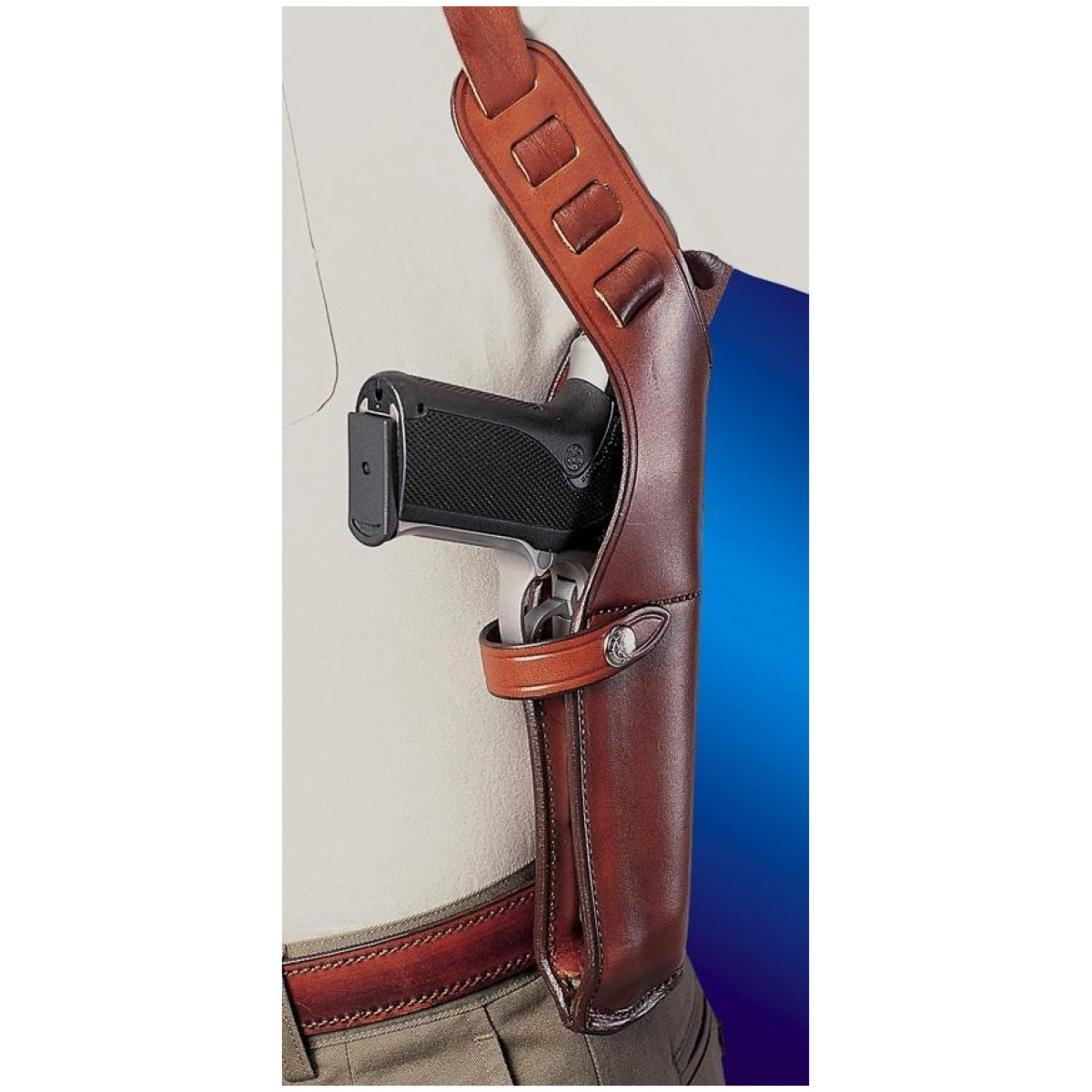 Bi22208. Jpg - bianchi model x15 vertical shoulder holster sig sauer p220 p220r right hand plain tan - bi22208