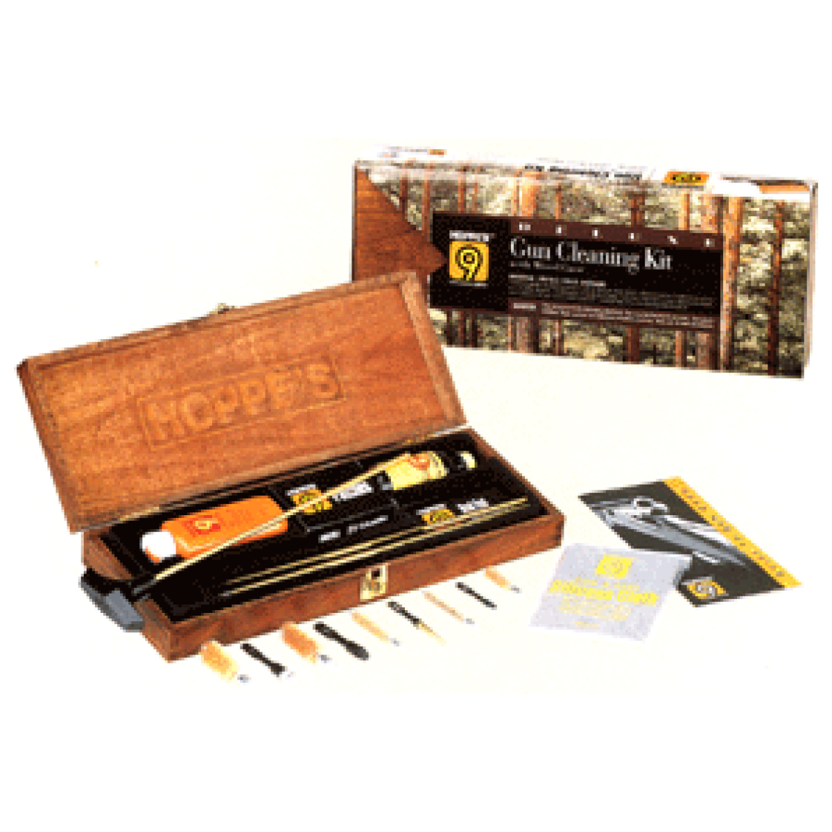 Buox. Gif - hoppes deluxe gun cleaning kit - w/wood storage case - buox