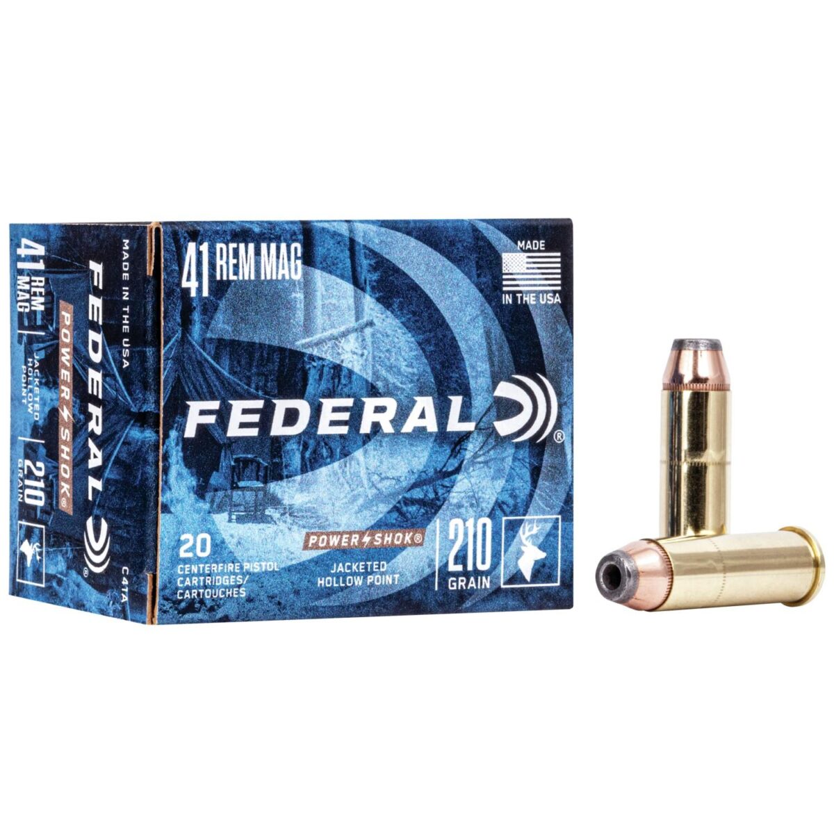 Fac41a_1. Jpg - federal power-shok handgun ammunition. 41 mag 210 gr jhp 1230 fps 20/box - fac41a 1