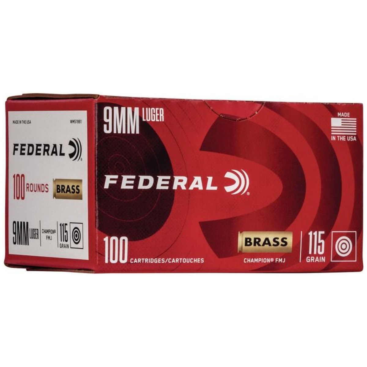 Fawm51991_1. Jpg - federal champion training handgn ammuntion 9mm luger 115 gr fmj 1125 fps 100/ct - fawm51991 1