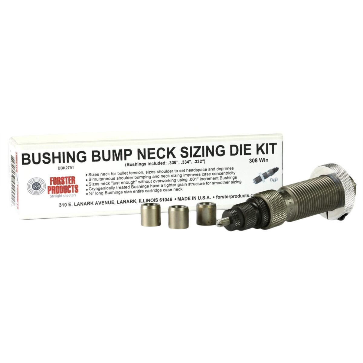 Fpbbk2131. Jpg - forster bushing bump neck sizing die kit 260 rem with 3 neck bushings - fpbbk2131