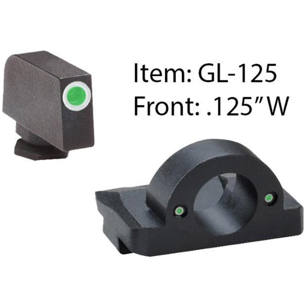 Kqgl125-1. Jpg - ameriglo ghost ring night sight set for select glocks / front tritium - green - front outline - white / rear tritium - green - kqgl125 1