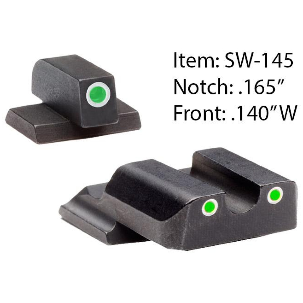 Kqsw145. Jpg - ameriglo classic style night sight set for s&w m&p shield / front tritium - green / front outline - white / rear tritium - green / rear outline white - kqsw145