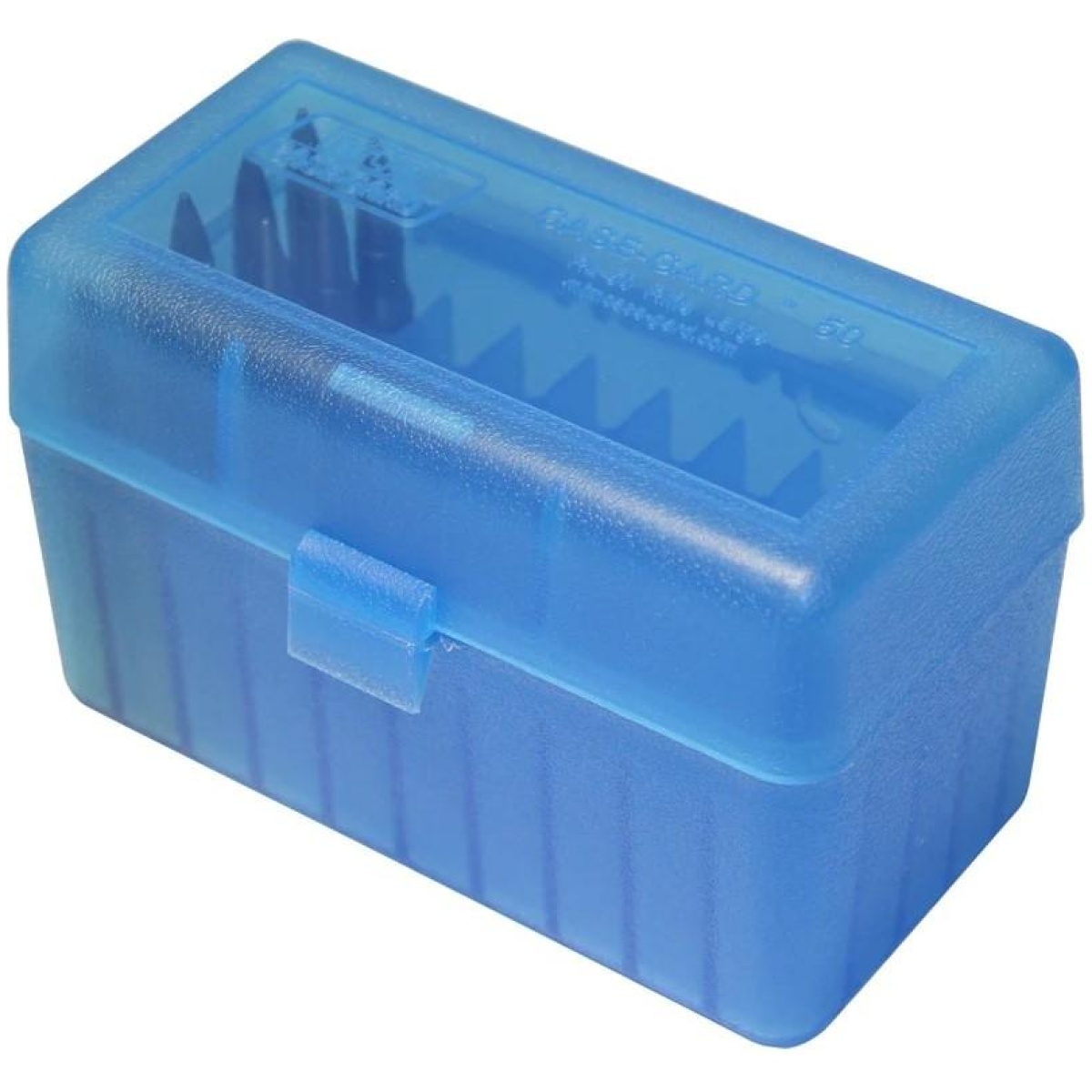 Mtrmld5024-1. Jpg - mtm case-gard r-50 series rifle ammo box. 300 wsm/45-70/7mm r saum clear blue - mtrmld5024 1