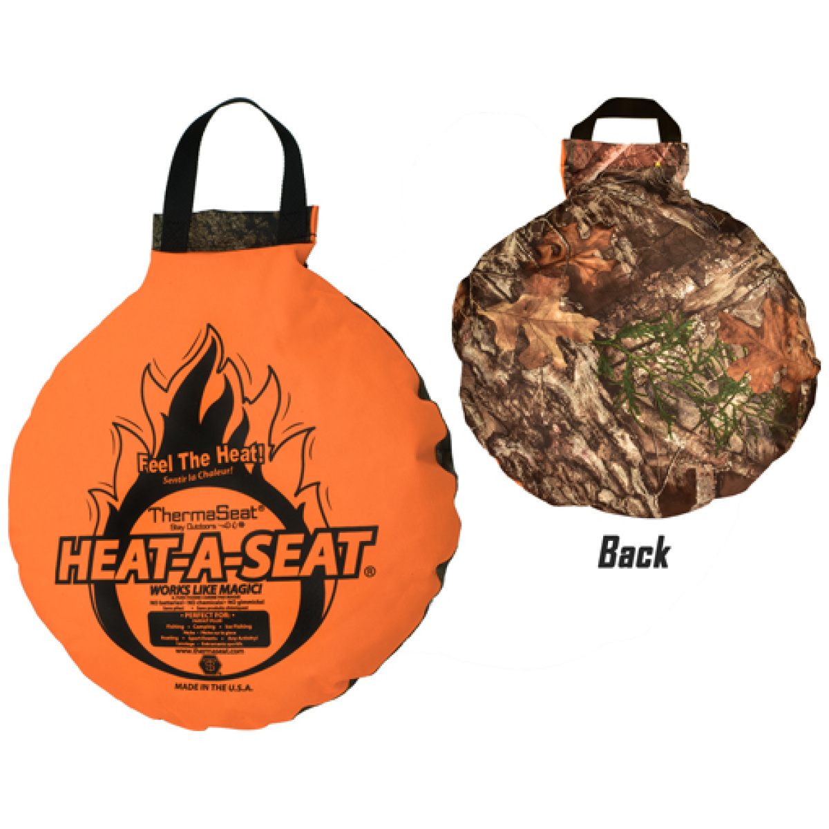 N333. Jpg - nep heat-a-seat 17" dia - blaze/mossy oak - n333