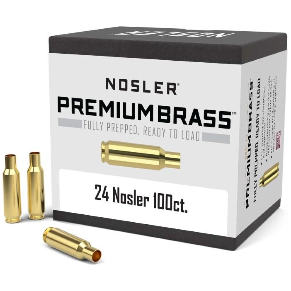 No10085-1. Jpg - nosler unprimed brass rifle cartridge cases. 24 nosler 100/ct - no10085 1