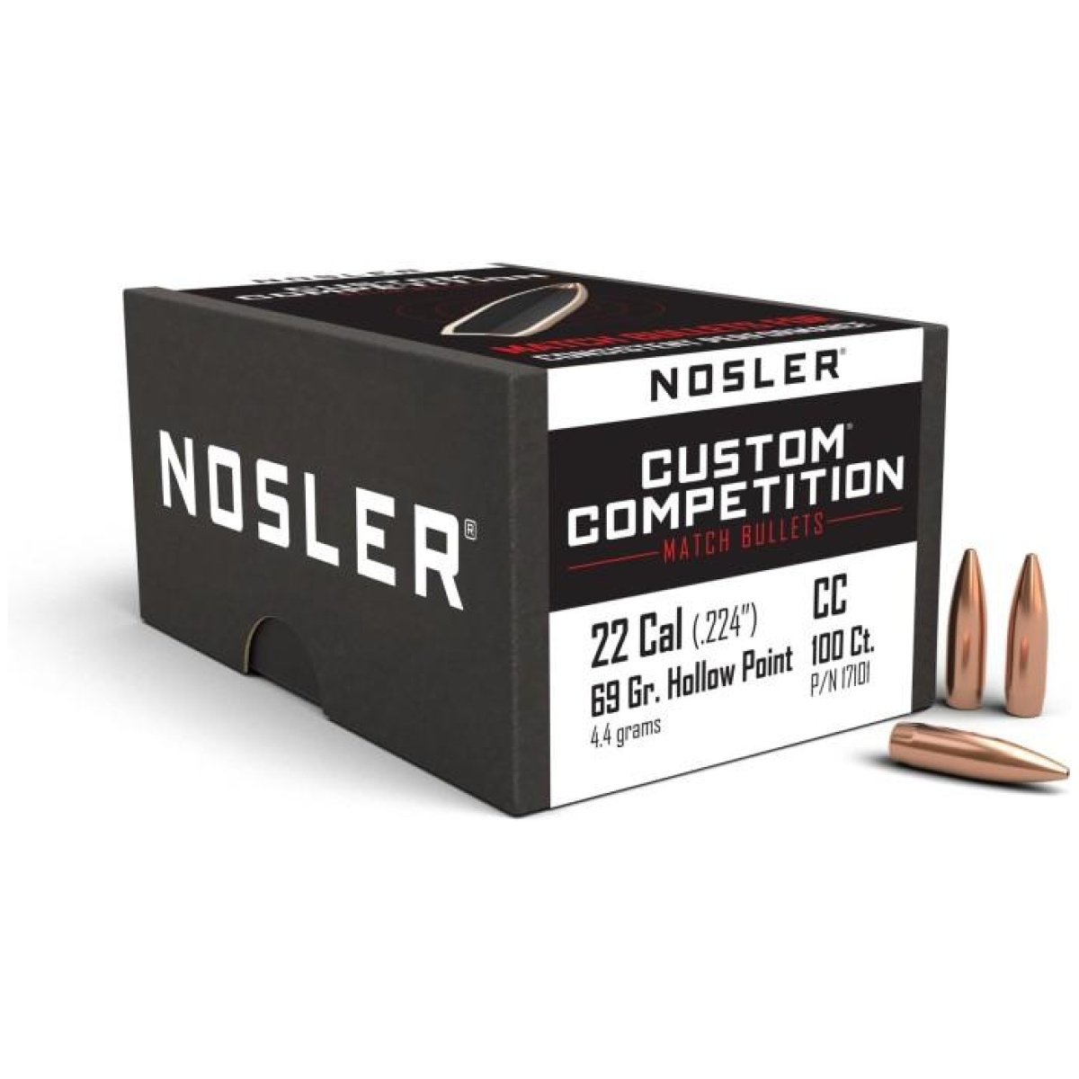 No17101-1. Jpg - nosler custom competition bullets. 22 cal. 224" 69 gr hpbt 100/ct - no17101 1