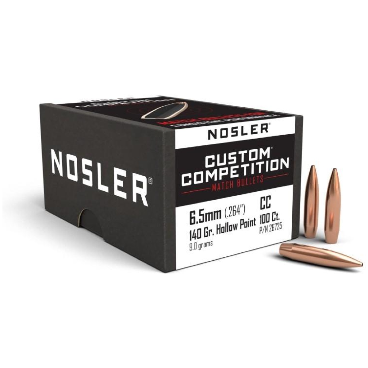 No26725-1. Jpg - nosler custom competition bullets 6. 5mm. 264" 140 gr hpbt 100/ct - no26725 1