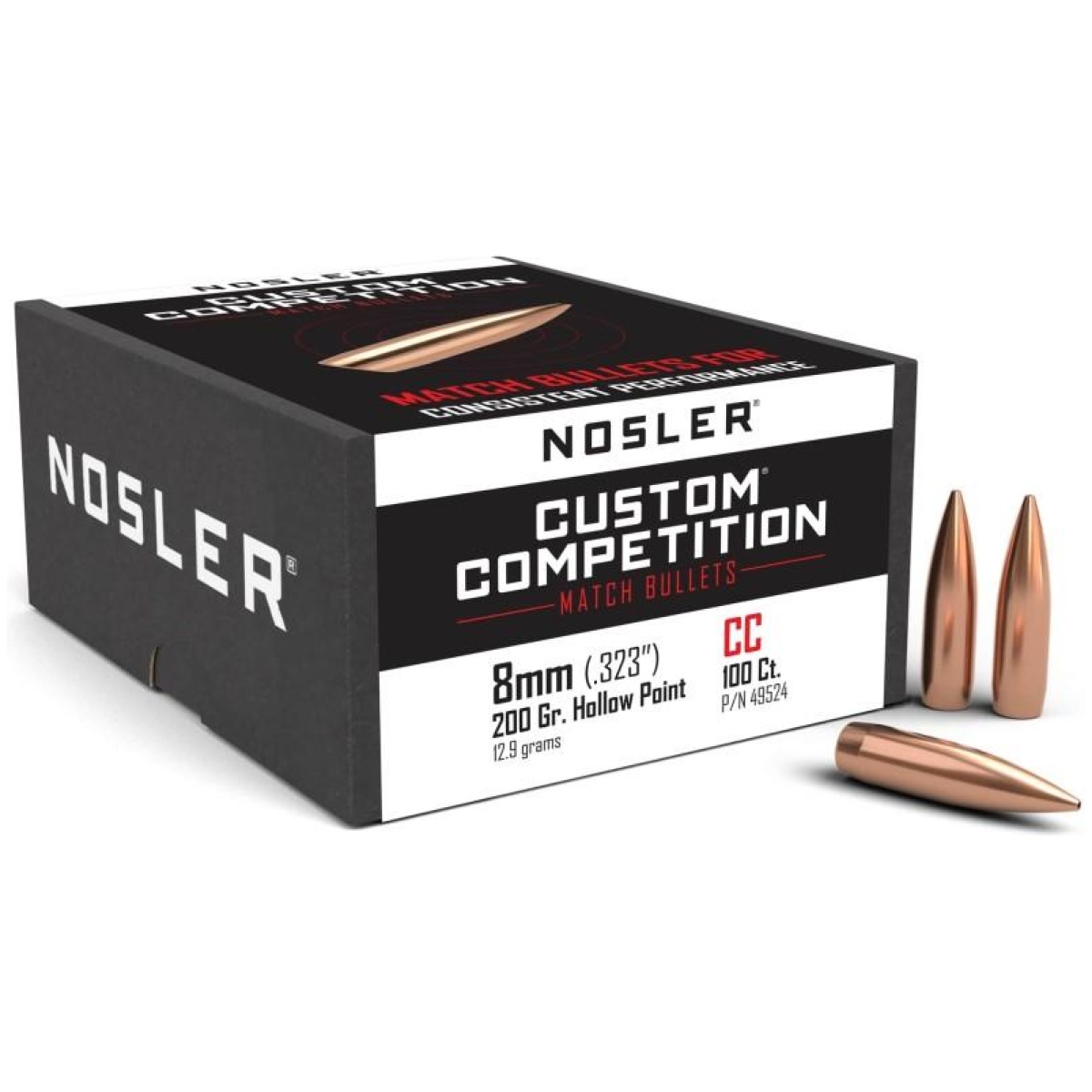 No49524-1. Jpg - nosler custom competition bullets 8mm. 323" 200 gr hpbt 100/ct - no49524 1