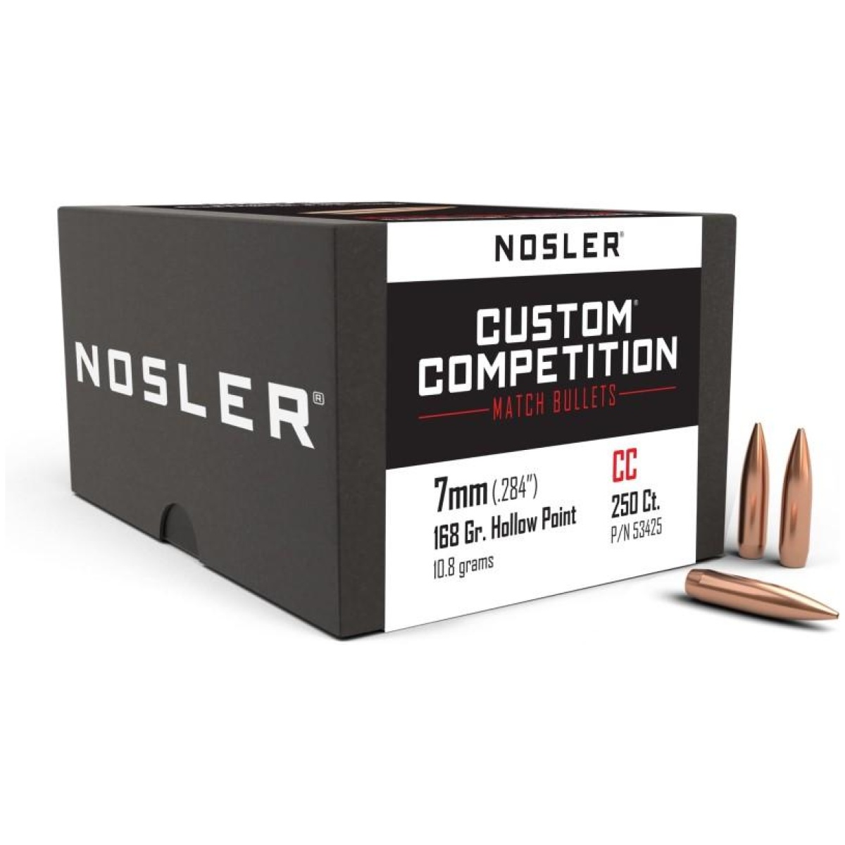 No53425-1. Jpg - nosler custom competition bullets 7mm. 284" 168 gr hpbt 250/ct - no53425 1