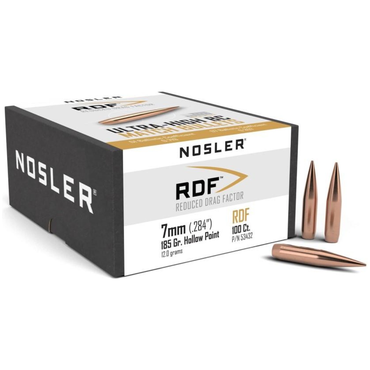 No53432-1. Jpg - nosler rdf match bullets 7mm 185 hpbt (100 ct) - no53432 1