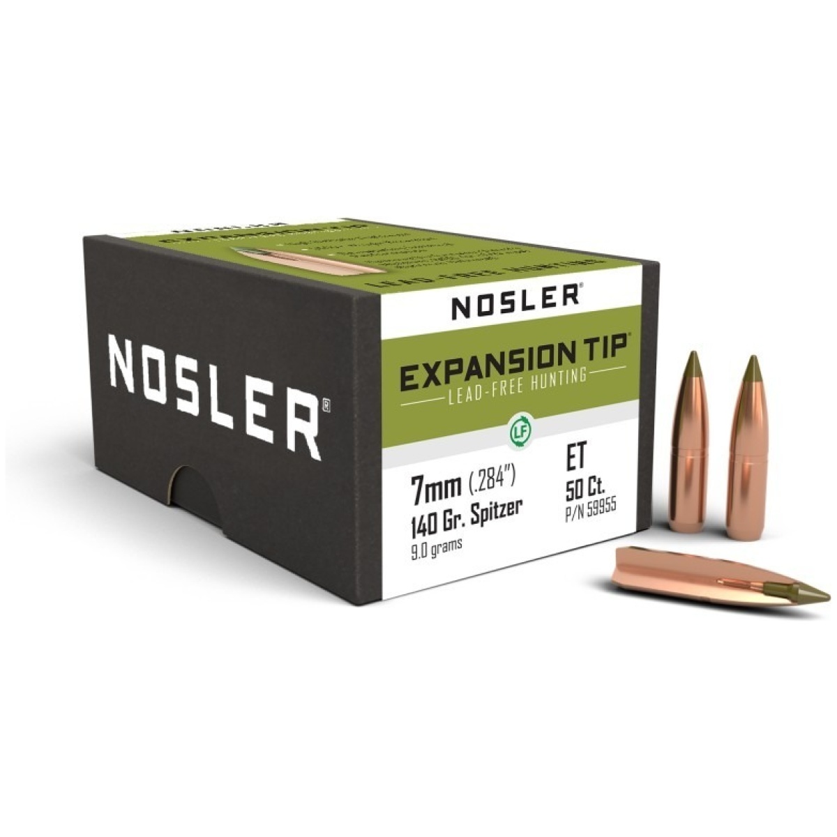 No59955-1. Jpg - nosler e-tip lead-free hunting bullets 7mm. 284" 140 gr sptz e-tip 50/ct - no59955 1