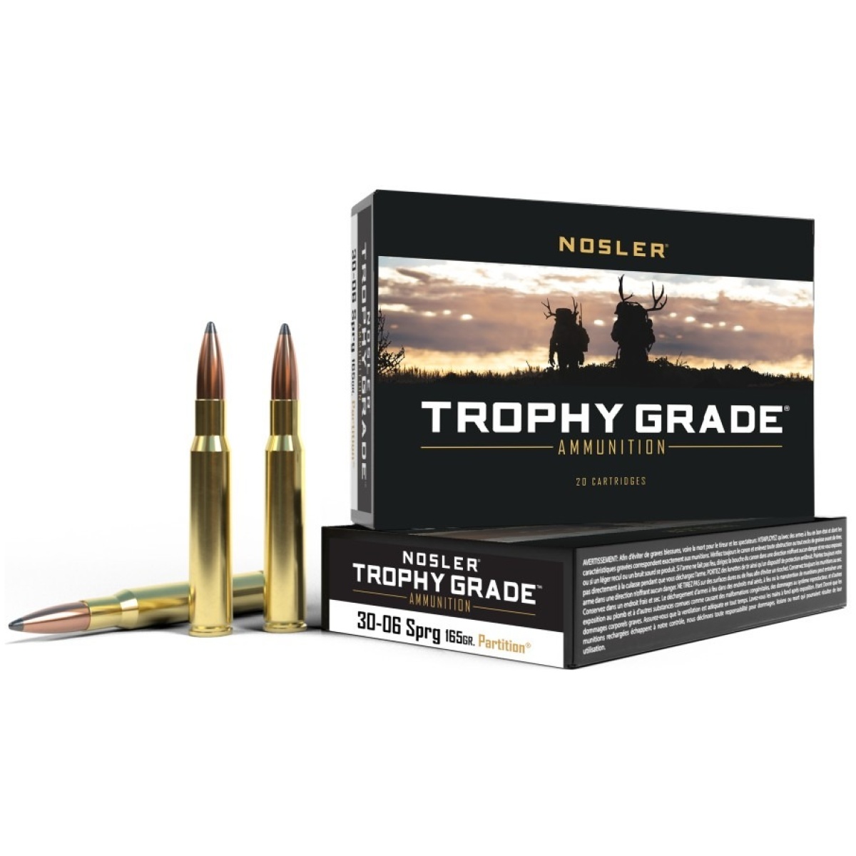 No61018-1. Jpg - nosler trophy grade rifle ammunition. 30-06 sprg 165 gr partition 2950 fps 20/ct - no61018 1