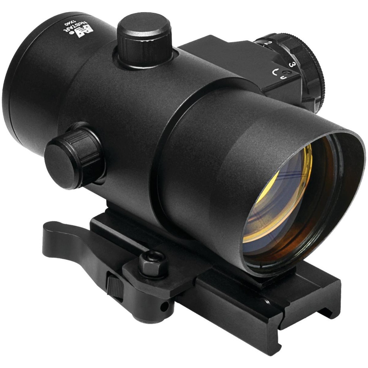 Nrdlb140r. Jpg - ncstar 40mm red dot w/red laser qr mount - nrdlb140r