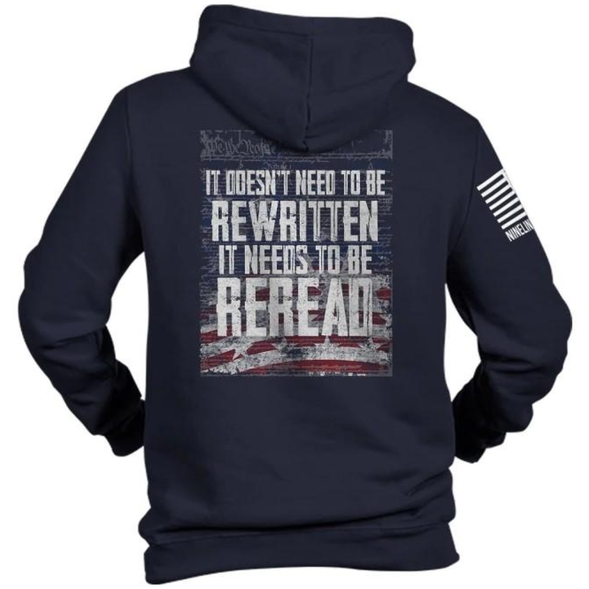 Nvrereadhnavy-1_4. Jpg - nine line reread not rewritten hoodie navy s - nvrereadhnavy 1 4