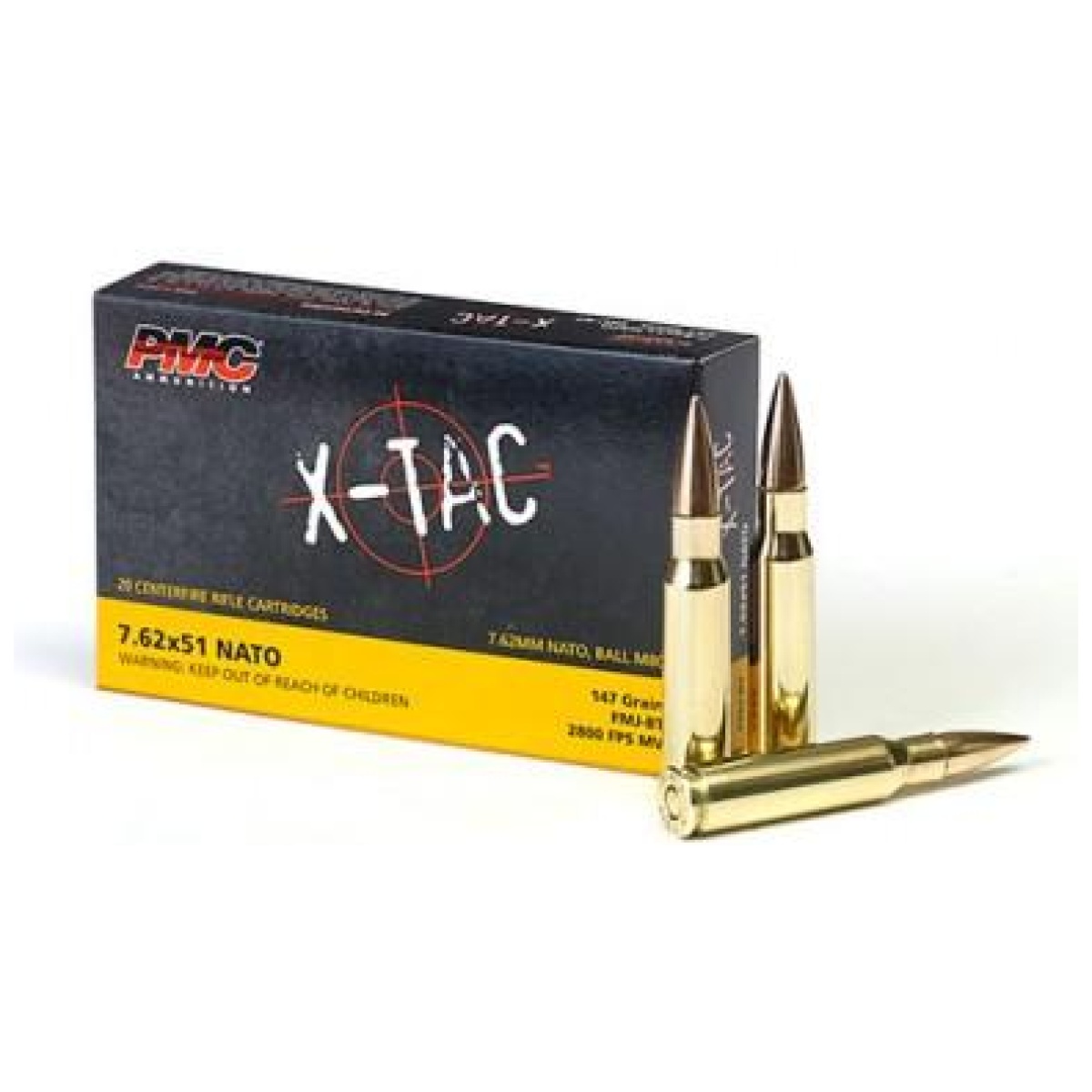 Pm762x-1. Jpg - pmc x-tac rifle ammunition. 308 win (7. 62x51) 147gr fmj-bt 2800 fps 20/ct - pm762x 1