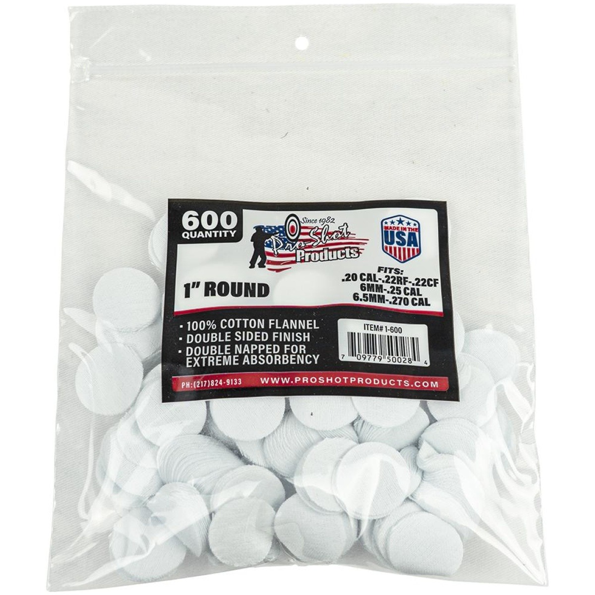 Px1600-1. Jpg - pro-shot 1" round 100% cotton patches 600/ct - px1600 1