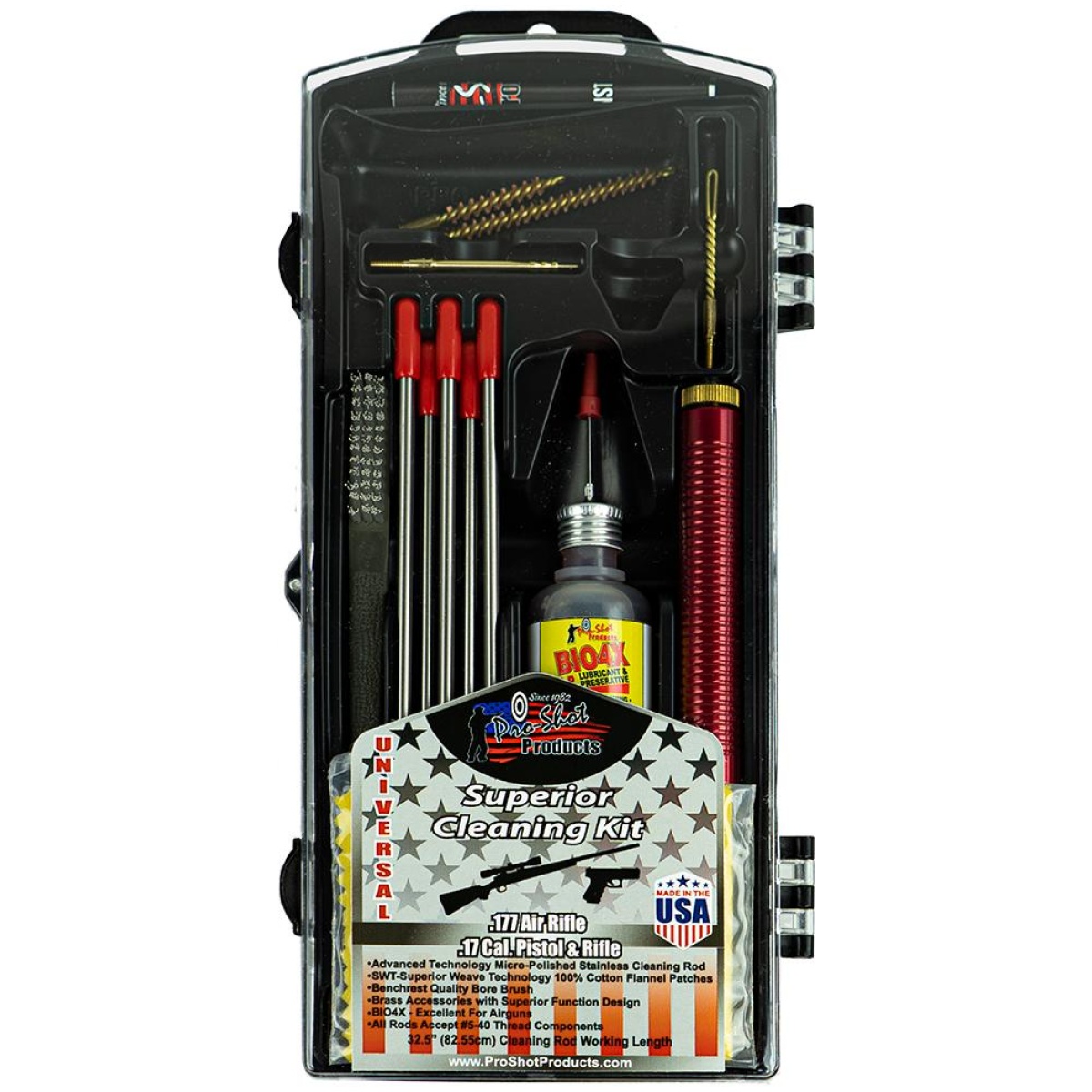 Px17kit-1. Jpg - pro-shot. 177 air rifle/pistol and. 17 cal. Multi section rod cleaning kit - px17kit 1