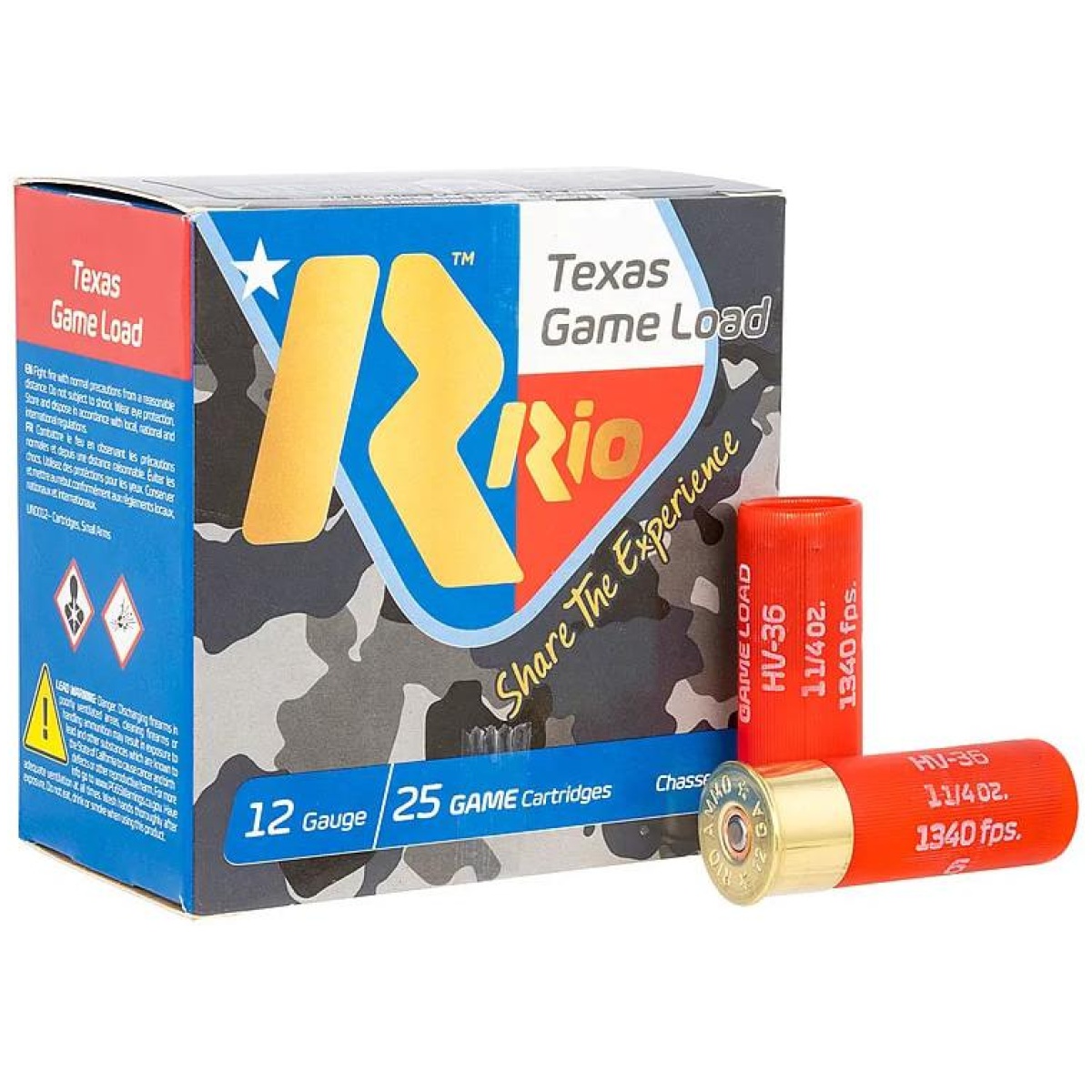 Rotghv3675tx_1. Jpg - rio texas game load 36 hv shotshells 12 ga 2-3/4" 1-1/4oz 1340 fps #7. 5 25/ct - rotghv3675tx 1