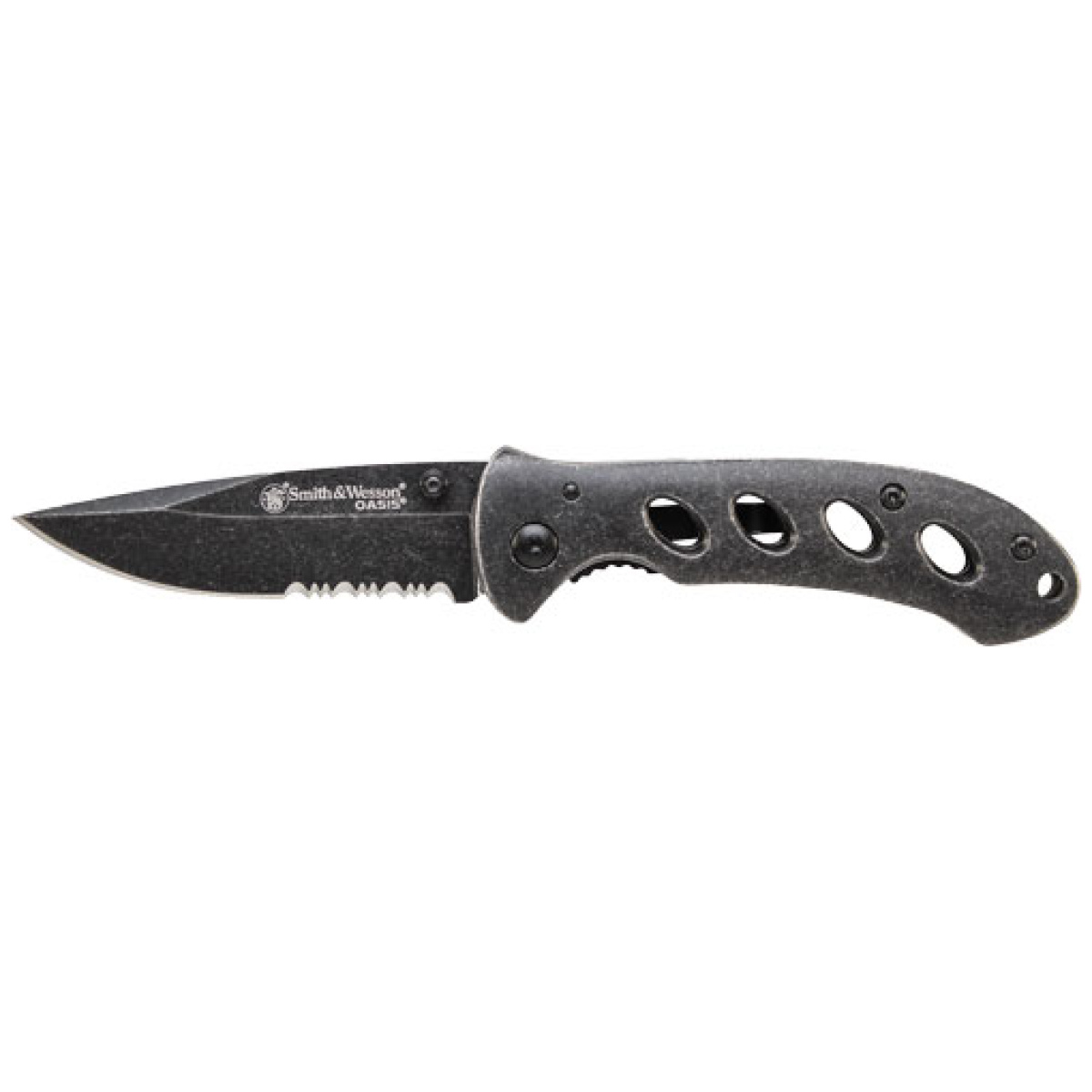 Sw421cp. Jpg - s&w oasis small liner lock - knife 2. 6" stonewash blade - sw421cp