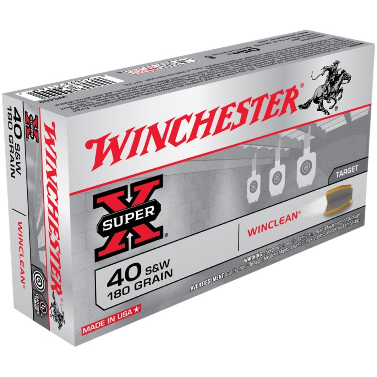 Wnwc402-1. Jpg - winchester super x winclean handgun ammunition. 40 s&w 180 gr. Jsp 990 fps 50/ct - wnwc402 1