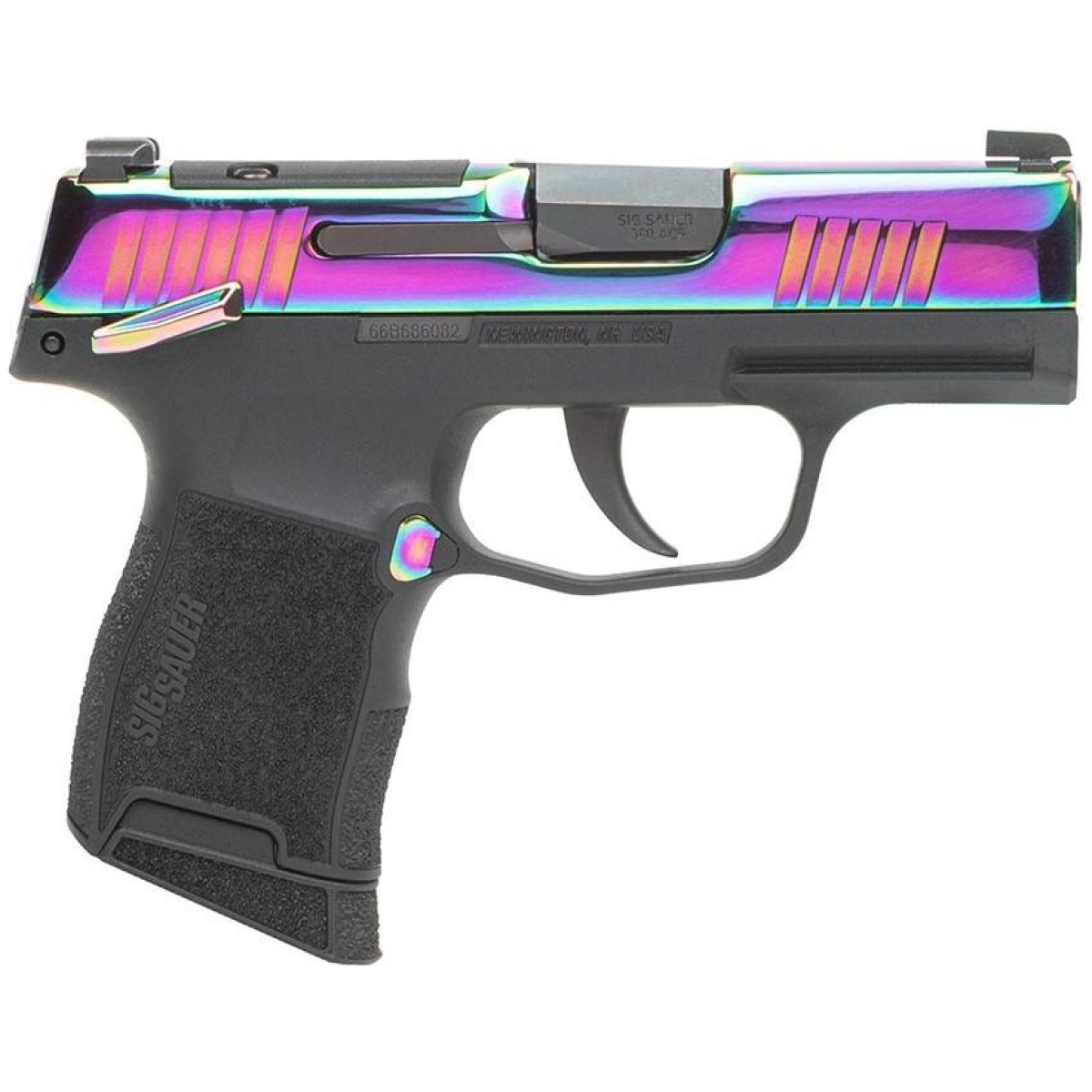 Xi671618-1-1. Jpg - sig sauer p365 380 rainbow handgun. 380 acp 10rd magazines (2) 3. 1" barrel black with rainbow slide - xi671618 1 1