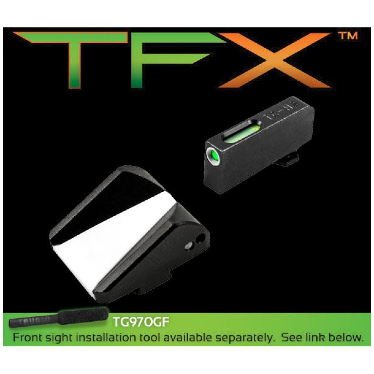 Xrtg13glfst. Jpg - truglo tfx tritium fiber optic xtreme handgun f. A. S. T. Sights fit glocks except 42/43 & m. O. S. - f. A. S. T rear sight / tfx front sight - white - xrtg13glfst