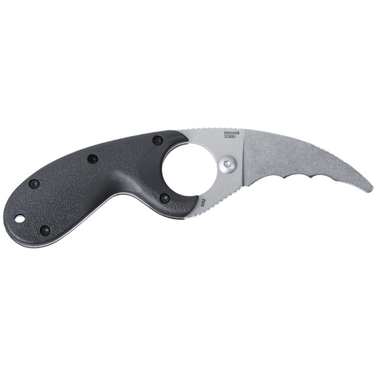 Zb2511-1. Jpg - crkt bear claw fixed blade knife 2-2/5" veff serrated hawksbill blade black - zb2511 1