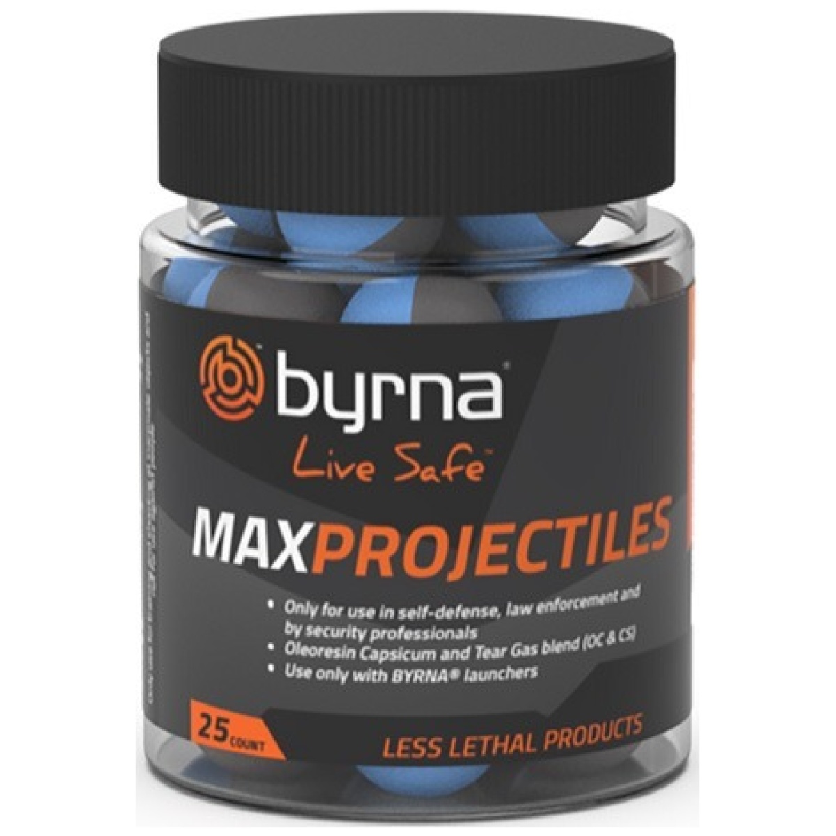 810042110786. Jpg - byrna max projectiles 25 count - tub. 68 cal - 810042110786