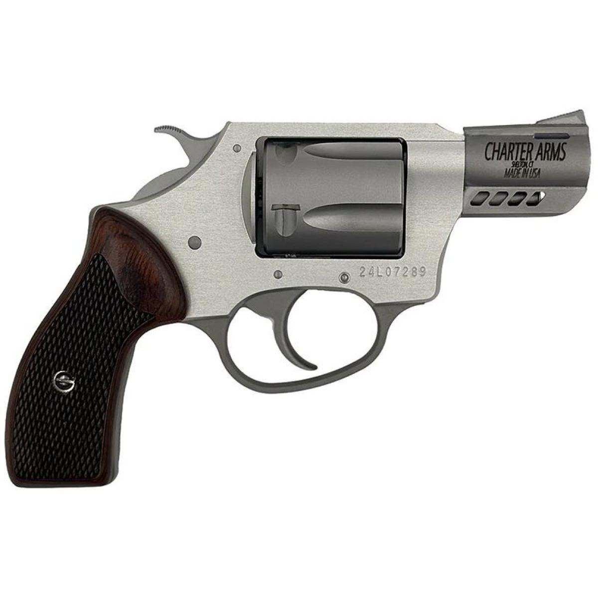 Ar53802-1. Jpg - charter arms coyote leader of the pack handgun. 380 acp 5rd capacity 2" barrel silver with rosewood - ar53802 1