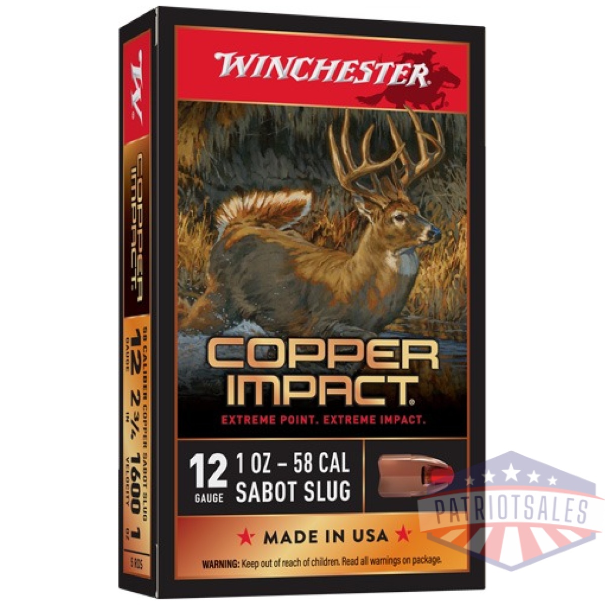 Ax12clf_2. Jpg - winchester 12ga copper impact - 1oz sabot slug 5rd 20bx/cs - ax12clf 2