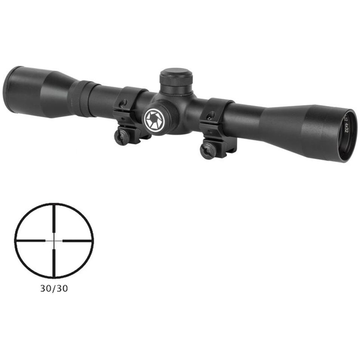 Bkac10039. Jpg - barska riflescope 4x32 plinker-22 black matte 30/30 3/8in dovetail rings - bkac10039